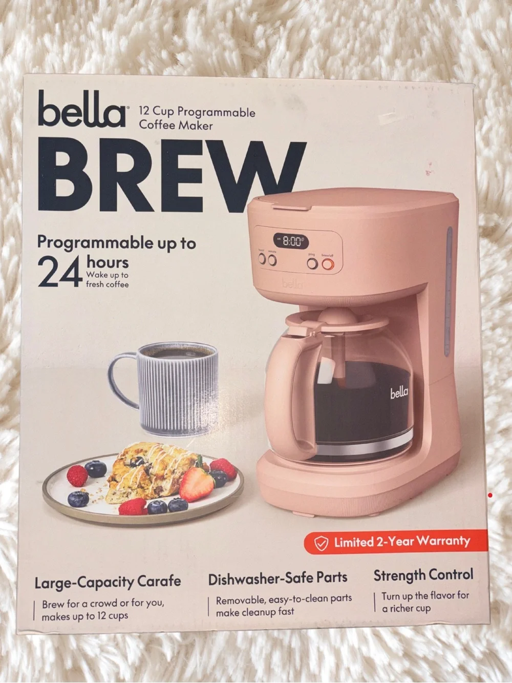 Bella 12-Cup Programmable Coffee Maker - Pink